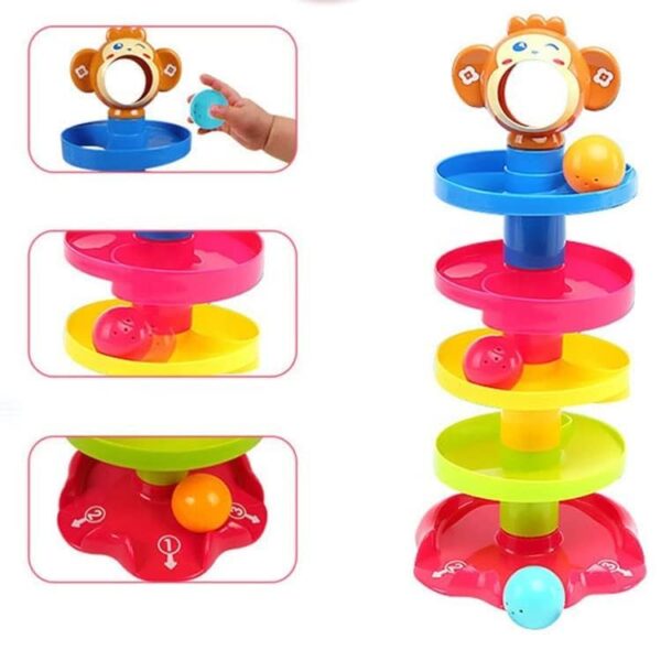 Toy Imagine Ramp Roll, Ball Drop and Roll Swirling Tower for Toddler|3 Puzzle Rattle Balls Non Toxic Material| StackToy for Kids Ages 3+: Interactive Fun Excitement (Roll Ball for Kids) - Image 5