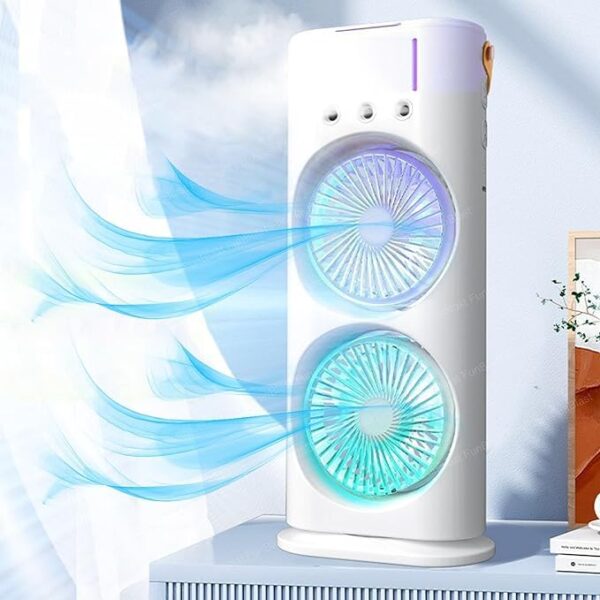 Portable Fan – Double Ended Spray Fan, Desk Fan with Mist Spray, Travel Cooler Fan, Water Misting Fan, USB Rechargeable Mini Desktop Table Cooling Fan for Office