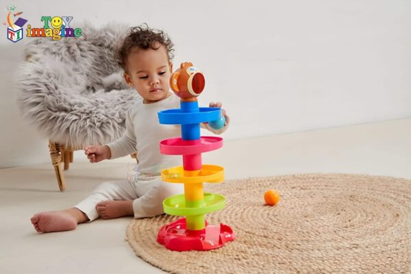 Toy Imagine Ramp Roll, Ball Drop and Roll Swirling Tower for Toddler|3 Puzzle Rattle Balls Non Toxic Material| StackToy for Kids Ages 3+: Interactive Fun Excitement (Roll Ball for Kids) - Image 2