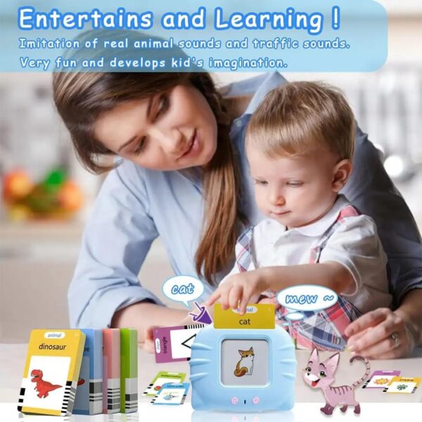 fizzytech Flash Cards for Kids Talking English Words Flash Cards Preschool Electronic Reading Early Talking Flashcards Toy for Kids (Card Early Education Device Multicolour,with USB Charging) - Image 4