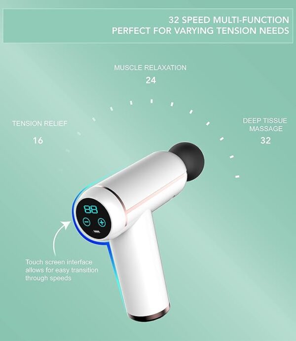 Mini Massage Gun, Portable, Deep Tissue Percussion Muscle Massager for Athletes White Medium  TY-505A/B - Image 9