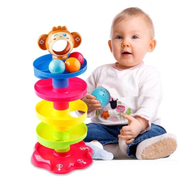 Toy Imagine Ramp Roll, Ball Drop and Roll Swirling Tower for Toddler|3 Puzzle Rattle Balls Non Toxic Material| StackToy for Kids Ages 3+: Interactive Fun Excitement (Roll Ball for Kids)