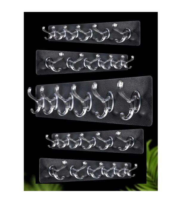 SPHINX Heavy Duty Adhesive Hooks, Damage-Free Wall Hooks, Waterproof Kitchen & Bathroom Hooks, Multipurpose Self-Adhesive Removable Hooks, Strong Sticky Hooks for Hanging (Hanger 6 Hooks, 2) - Image 3