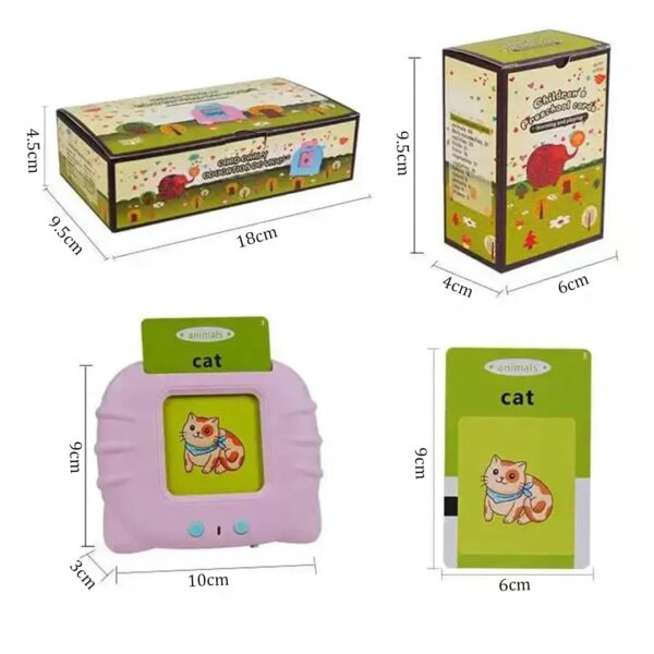 fizzytech Flash Cards for Kids Talking English Words Flash Cards Preschool Electronic Reading Early Talking Flashcards Toy for Kids (Card Early Education Device Multicolour,with USB Charging) - Image 2