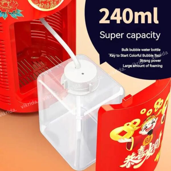 VikriDA Fireworks Bubble Maker Machine with Light & Music - 1 Bubble Solution Bottle - for Indoor Outdoor Birthday Party Celebration - Image 3