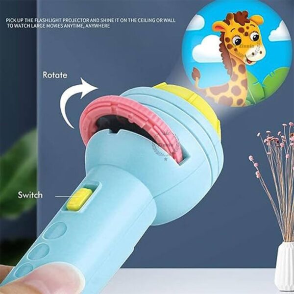 Toy Imagine Projector Torch for Kids Creativity Toy Children Flashlight Projection Light Cognitive Animals Marine 1 Electric Torch with 3 Slides (24 Pictures)