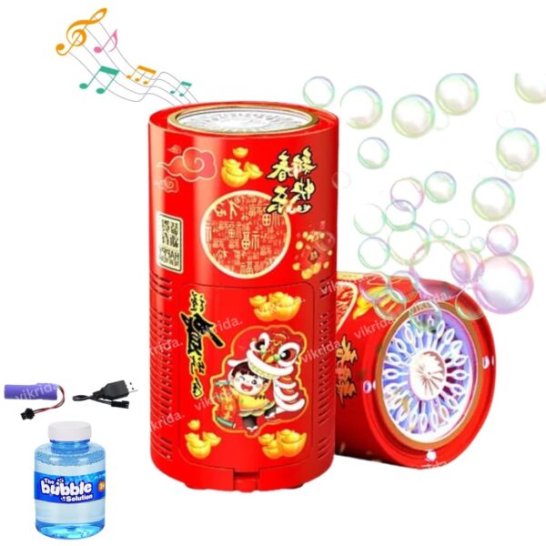 VikriDA Fireworks Bubble Maker Machine with Light & Music - 1 Bubble Solution Bottle - for Indoor Outdoor Birthday Party Celebration - Image 2