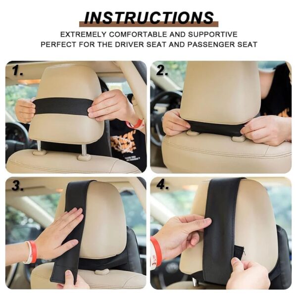 Sounce Car Neck Rest Pillow | 2 Years Warranty | Memory Foam Neck Pillow for Car, Car Seat Head Rest Cushion for Neck & Cervical Support - Relieves Pain (Large, Black, Pack of 1) - Image 5