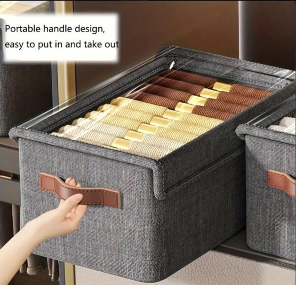 Freeboot Collapsible Fabric Storage Cubes Organizer Foldable Storage Basket for Organizing Toys, Books, Shelves, Wardrobe, Closet, Large Storage Box with lid Handles and Steel Frame(Box With Lid, 4) - Image 7