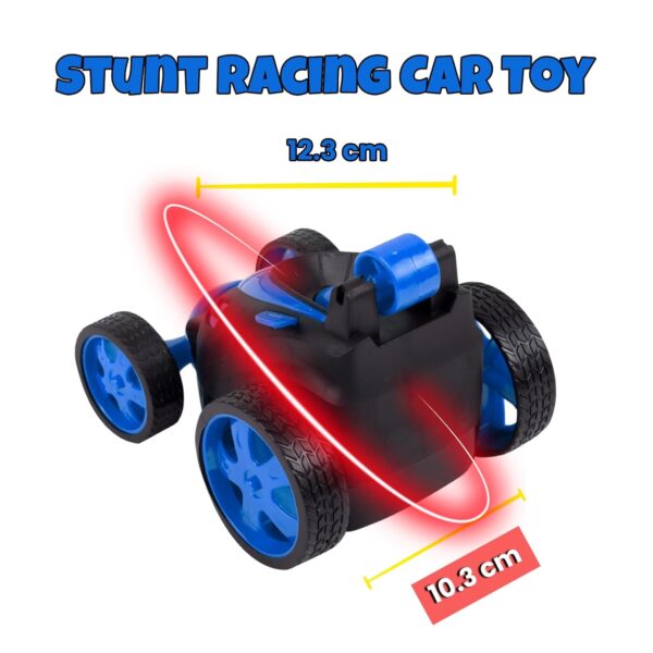 Gooyo DB2060 Rechargeable 360° Rotating & Rolling Small Stunt Car Toy with USB Cable & Remote Controller | Blue Color, Power Source: Lithium Battery in Car (Included) - Image 3