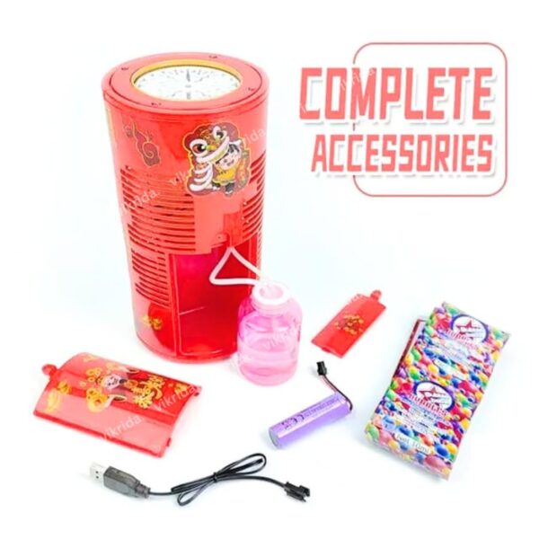 VikriDA Fireworks Bubble Maker Machine with Light & Music - 1 Bubble Solution Bottle - for Indoor Outdoor Birthday Party Celebration - Image 4