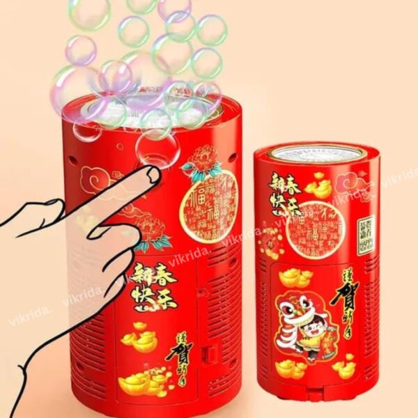 VikriDA Fireworks Bubble Maker Machine with Light & Music - 1 Bubble Solution Bottle - for Indoor Outdoor Birthday Party Celebration