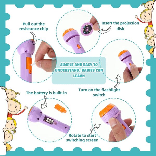 Toy Imagine Projector Torch for Kids Creativity Toy Children Flashlight Projection Light Cognitive Animals Marine 1 Electric Torch with 3 Slides (24 Pictures) - Image 2