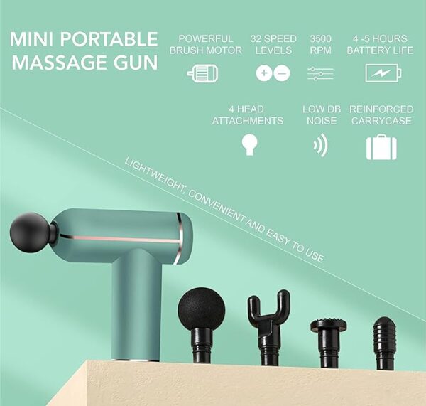 Mini Massage Gun, Portable, Deep Tissue Percussion Muscle Massager for Athletes White Medium  TY-505A/B - Image 2