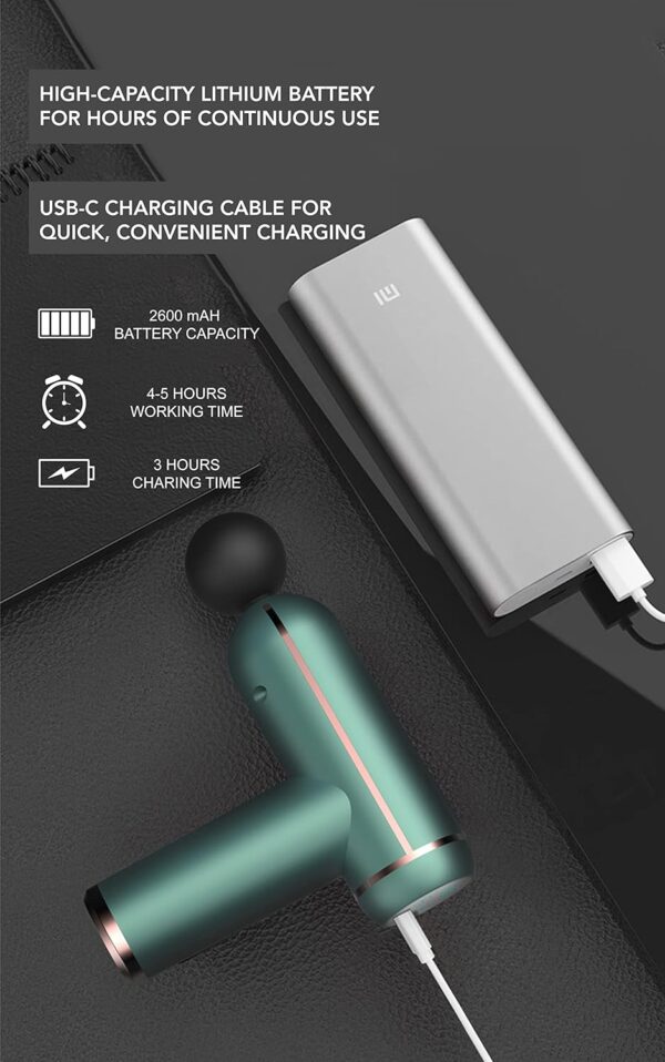 Mini Massage Gun, Portable, Deep Tissue Percussion Muscle Massager for Athletes White Medium  TY-505A/B - Image 8