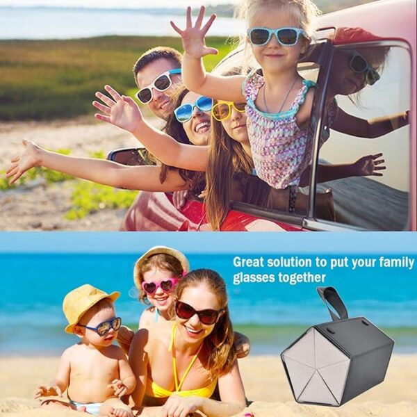 Lucario Sunglasses Organizer, 5-Slot Eyeglasses Case Box, Foldable Eyeglassses Storage Box, Travel Sunglasses Organizer (Black) - Image 5