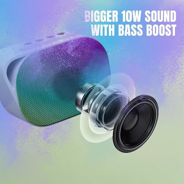 Woos StarBeat Bluetooth Speaker Fill Your Space with 10W Output, RGB LED, Mobile Holder, USB/TF Inputs - Musical Marvel for Elegance! - Image 2