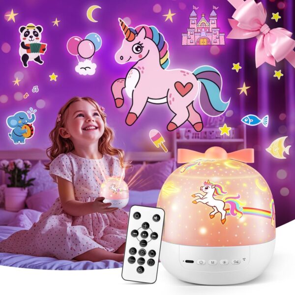 DANDELIONS Kids Night Light Projector with 6 Films – 360° Rotating Starry Ceiling Projector for Baby & Kids Room, USB Rechargeable, Timer & Remote Control, Musical Lamp for Boys, Girls - Image 3