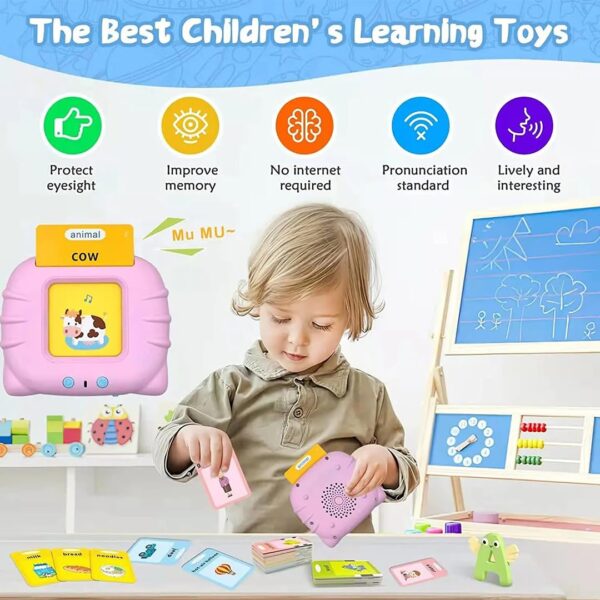fizzytech Flash Cards for Kids Talking English Words Flash Cards Preschool Electronic Reading Early Talking Flashcards Toy for Kids (Card Early Education Device Multicolour,with USB Charging) - Image 6