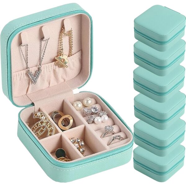 CIPIDI Travel Jewelry Case Bridesmaid Gifts Box,2 Pack Small Jewelry Box Mini Jewelry Organizer ,PU Leather Portable Earring Storage Box for Women Girls Bridesmaid Proposal Gifts