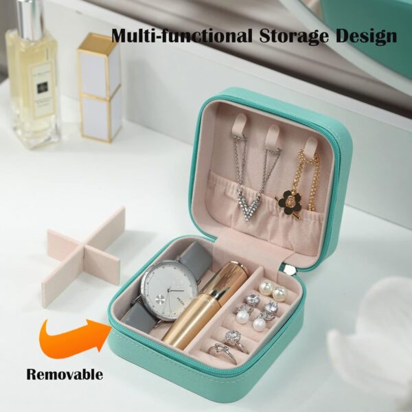CIPIDI Travel Jewelry Case Bridesmaid Gifts Box,2 Pack Small Jewelry Box Mini Jewelry Organizer ,PU Leather Portable Earring Storage Box for Women Girls Bridesmaid Proposal Gifts - Image 6