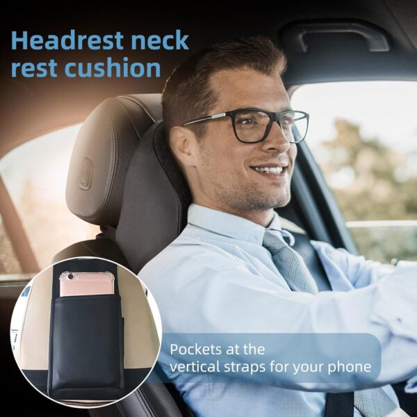 Sounce Car Neck Rest Pillow | 2 Years Warranty | Memory Foam Neck Pillow for Car, Car Seat Head Rest Cushion for Neck & Cervical Support - Relieves Pain (Large, Black, Pack of 1) - Image 3