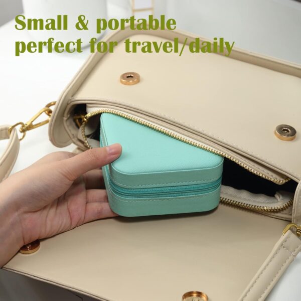 CIPIDI Travel Jewelry Case Bridesmaid Gifts Box,2 Pack Small Jewelry Box Mini Jewelry Organizer ,PU Leather Portable Earring Storage Box for Women Girls Bridesmaid Proposal Gifts - Image 4