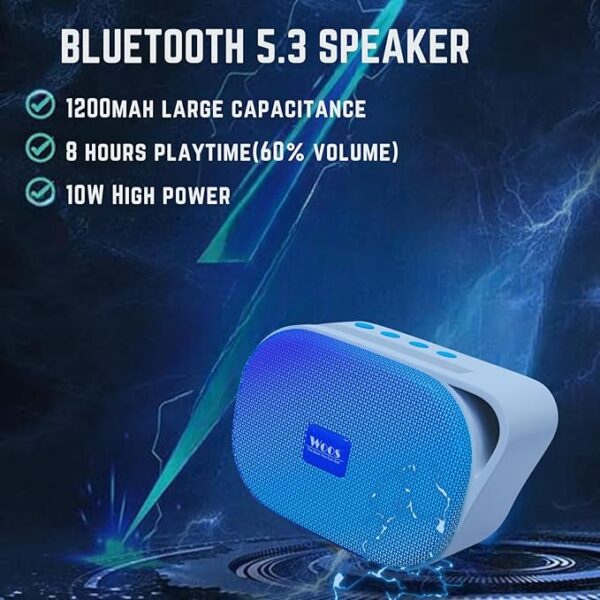 Woos StarBeat Bluetooth Speaker Fill Your Space with 10W Output, RGB LED, Mobile Holder, USB/TF Inputs - Musical Marvel for Elegance! - Image 3