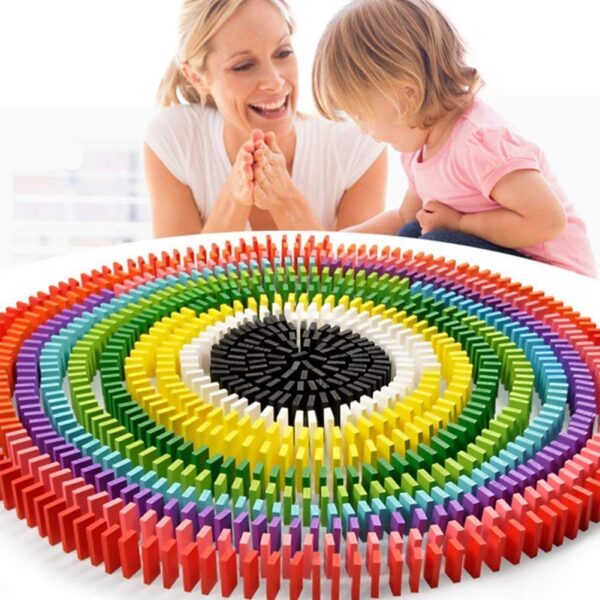 Toyshine for Kids 12 Color Wooden Dominos Blocks Set, Game Educational Play Toy, Domino Racing Toy Game, 120 pic - Image 4