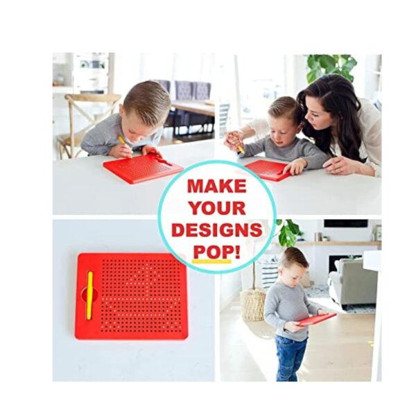 PANCIKAA Magnetic Drawing Pad with Stylus Pen & 10 Pattern Card | Magnet Toy for Kids - Metal Bals | Erasable Doodle Writing Toys Board | Random Color - 380 Magnets | Sketch Pands for Kid/Child - Image 6