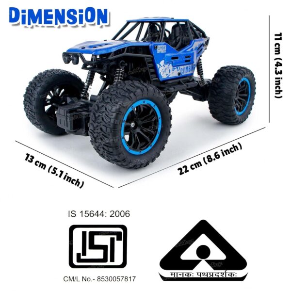 Zest 4 Toyz Remote Control Car For Kids With Mist Smoke Effect 2 Wd Monster Truck Rock Crawler Climbing Rc Toy Vehicle Car For Boys And Girls-Blue - Image 5
