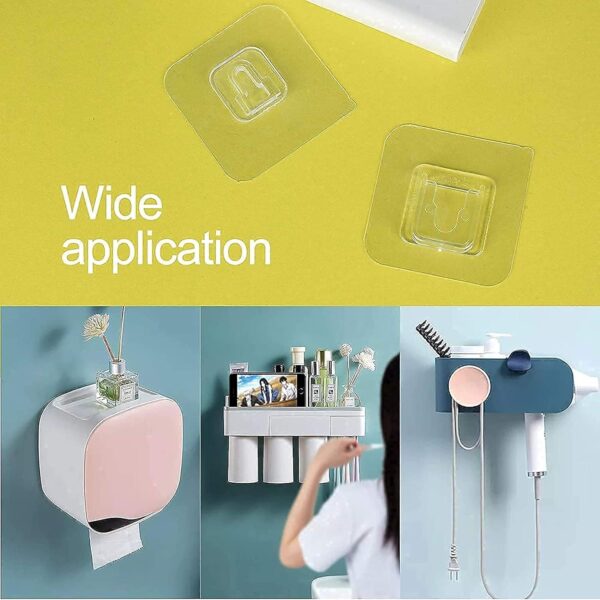 Dealsure Self Adhesive Male Female Wall Hooks 6 KG Max Magic Transparent Sticker Hooks for Hanging Mobile Case Spike Guards Toilet Brush Photo Frames Bathroom Kitchen Accessories (Pack of 5 Hook) - Image 9