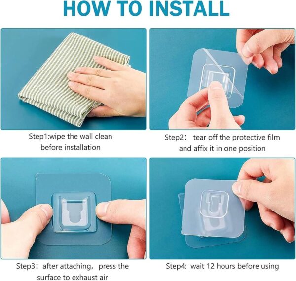 Dealsure Self Adhesive Male Female Wall Hooks 6 KG Max Magic Transparent Sticker Hooks for Hanging Mobile Case Spike Guards Toilet Brush Photo Frames Bathroom Kitchen Accessories (Pack of 5 Hook) - Image 5