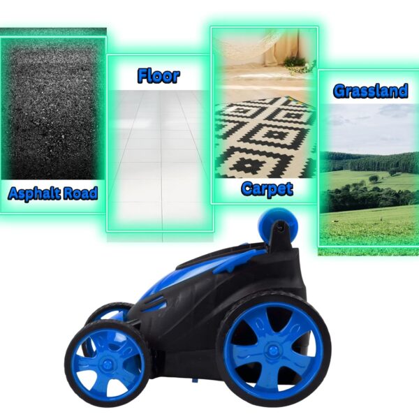 Gooyo DB2060 Rechargeable 360° Rotating & Rolling Small Stunt Car Toy with USB Cable & Remote Controller | Blue Color, Power Source: Lithium Battery in Car (Included) - Image 6