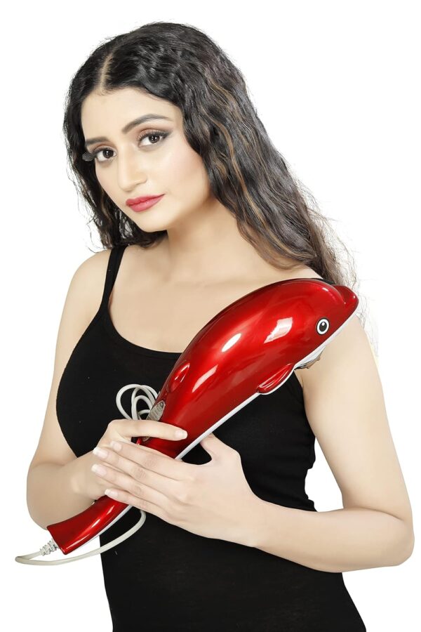 Concepta Corded Electric Dolphin Handheld Massager with Vibration, Magnetic, Far Infrared Therapy for Pain & Stress Relief For Men, Women (Red & White Colour) - Image 2