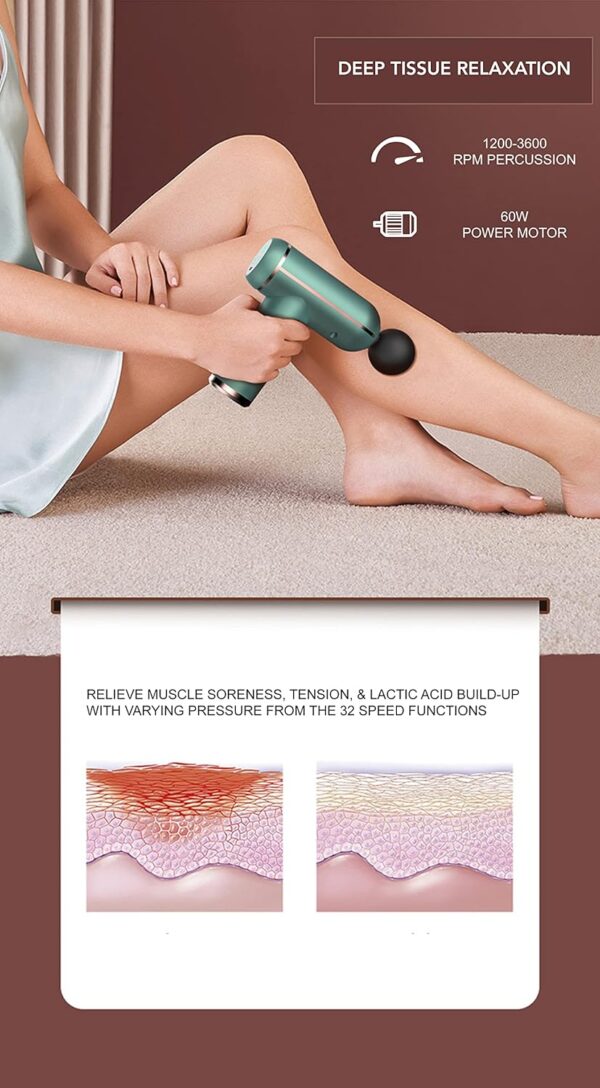 Mini Massage Gun, Portable, Deep Tissue Percussion Muscle Massager for Athletes White Medium  TY-505A/B - Image 5